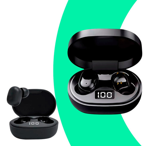 Fone De Ouvido In-ear Sem Fio Kapbom E6s Es7 Preto Com Luz Led