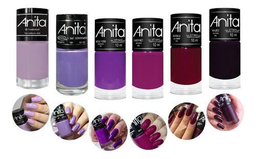 Kit 6 Esmalte Anita Uvas Malbec Cabernet Marsala Nova York