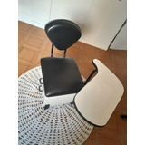 Cadeira De Manicure - 2 Gavetas - Madeira - Cor Preto/branco