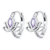 Aros Plata 925 Argollas Huggies Flor De Loto / Todojoyas