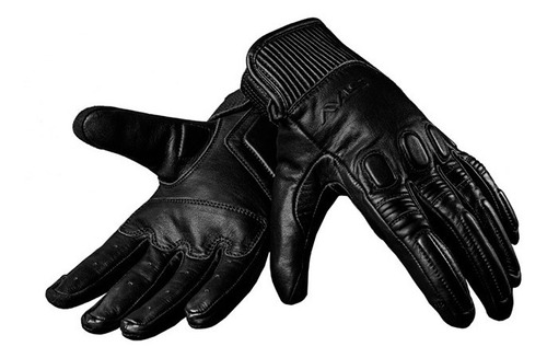 Guantes Moto Stav Style Cuero Negro Retro Cafe Racer 