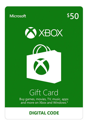 Cartão Xbox Live Usa U$ 50 Dólares Gift Card Americano