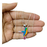 Conjunto Dije Plata 925 Colibri Colores Ave Regalo Mujer 