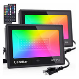 Ustellar - Paquete De 2 Luces De Inundación Led Rgb De 60 W