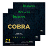 Jogo De Cordas Violão Giannini Aço Cobra Geeflkf .011 3 Pack
