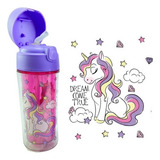 Garrafa Água Infantil Unicornio 270ml Com Tampa Helsim