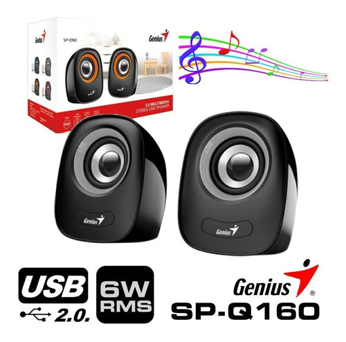 Parlantes Multimedia Genius Sp-q160 Usb  6w Rms Pc Notebook