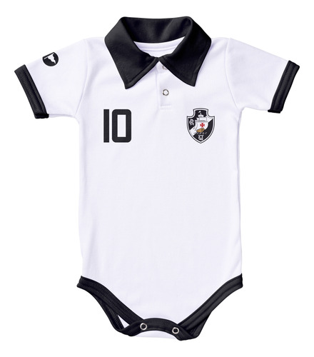 Body De Bebê Vasco Da Gama Camisa Polo Torcida Baby Branco