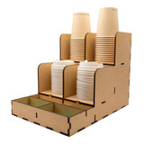 Organizador De Vasos Cafetería Oficina Mdf Corte Laser Color Natural Armable