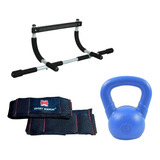 Kit Sport Maniac Barra Dominada Cintas Straps Pesa Rusa 3 Kg