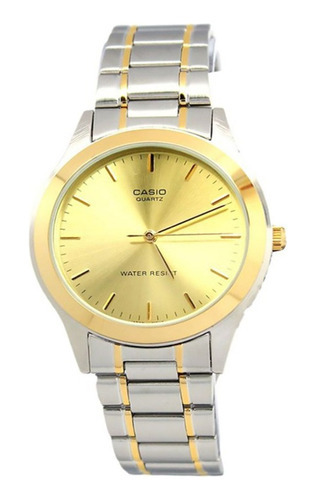 Reloj Mujer Casio Ltp-1128g-9a Joyeria Esponda Color De La Malla Plateado Y Dorado Color Del Bisel Dorado Color Del Fondo Dorado