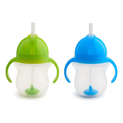 Munchkin Vaso Con Popote Antiderrame De Asas Pack2 Color Azul\u002FVerde | Envío gratis