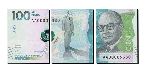 Cuadro Decorativo Triptico Billete De Cien Mil Pesos