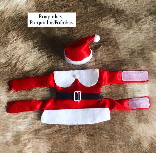 Roupa Pet Natal + Gorro Papai Noel Para Sagui Macaco