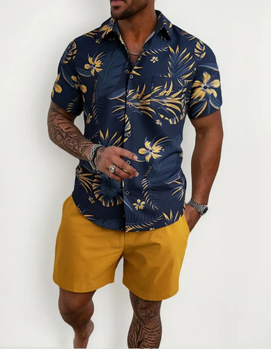 Conjunto De Camisa De Manga Corta Estampada Para Hombre | MercadoLibre