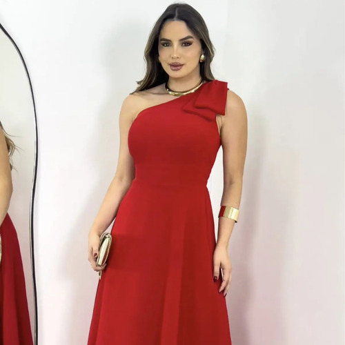Vestido Laço Ombro Midi Feminino Soltinho Festa Mula Manca | MercadoLivre