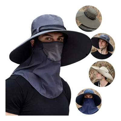 Sombrero Para El Sol Con Uv Protección Para Cuello Y Cara F Color Negro Talla 45x50 Liso
