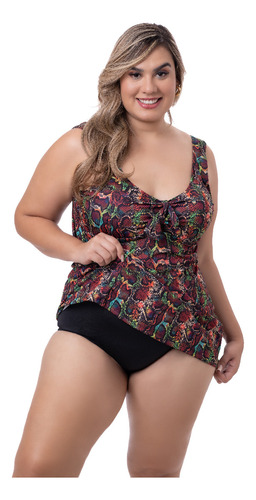 Tanquini Plus Size Moda Praia Natação C Bojo Compose 2344