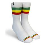 Meia Norden Listrada Reggae Branco Rasta Academia Skate Bike