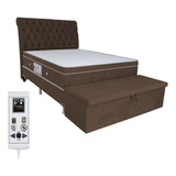 Cama Box + Colchão Magnético Queen Massagem Cromo + Bauzinho