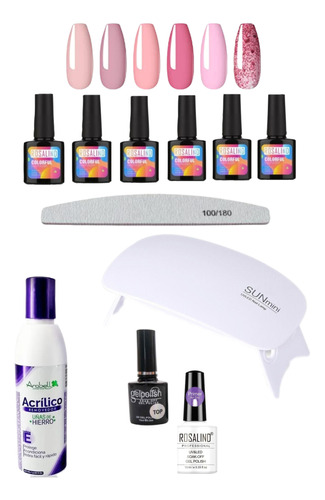 Kit Lampara Secado De Uñas Mini + Esmaltes Semipermanentes