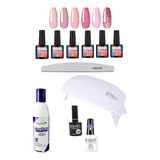 Kit Lampara Secado De Uñas Mini + Esmaltes Semipermanentes