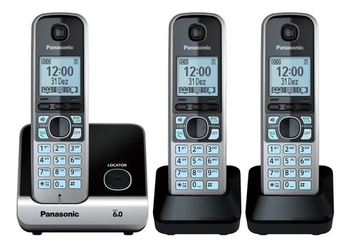 Telefone S/fio Dect 6.0 C/id + 2 Ramais Kxtg6713lb Panasonic