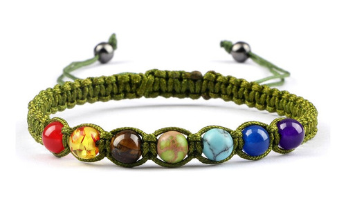 Pulsera 7 Chakras Cuarzos Tejida Unisex + Estuche Gamushop