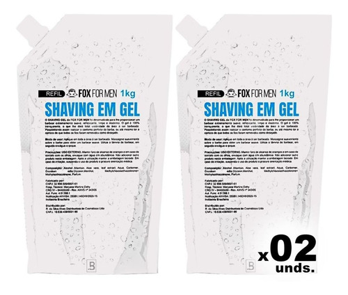 Refil Shaving Gel De Barbear 1kg Fox For Men Ação Precisa