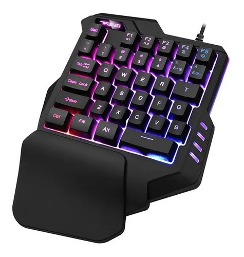 Teclado Gamer One Hand Iluminado Rgb Jogos Fps Semi Mecanico Idioma Português Brasil Cor De Teclado Preto