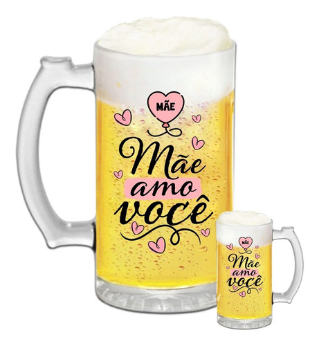 Caneca De Chopp Cerveja Vidro Para Presente Dia Das Mães