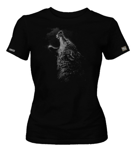 Camiseta Lobo Canino Fuego Art Animales Dama Mujer Inp Dbo