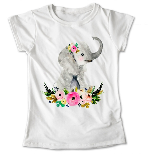 Blusa Elefante Animales Flores Color Playera Estampado #586