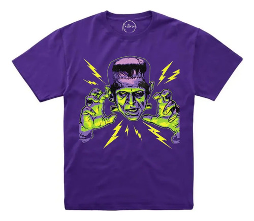 Playera Halloween Frankenstein Morada Unisex