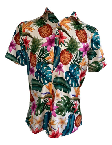 Camisa Estampada Plantas Exóticas Hawaiana Fresca Cómoda 