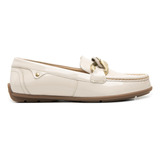 Zapato Mocasín Charol Blanco Oro Mujer Flexi 124304 Gnv®