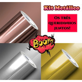 Kit Vinil Metalizado: Rose Gold + Dourado + Prata -0,21cmx5m