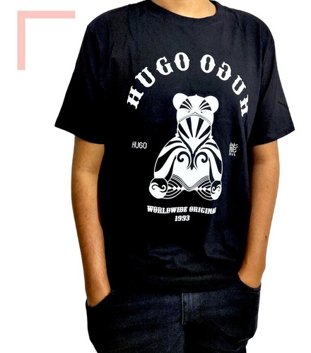 Camiseta Preta Hugo Boss Urso Tribal