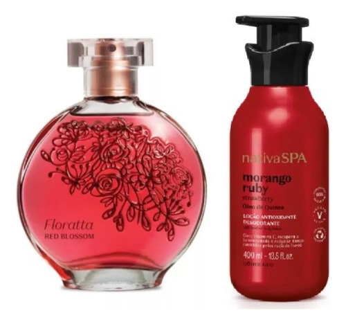 Floratta Red Blossom 75ml+ Hidr. Morango Rubi O Boticário 