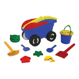 Carrinho Cargo De Brinquedo Para Praia Com 11 Itens Azul Mor