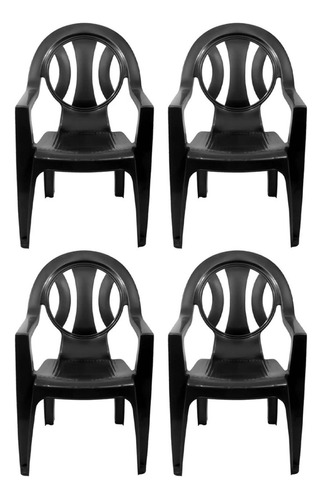 Kit 4 Cadeiras Plásticas Para Piscina Poltrona C/ Braço