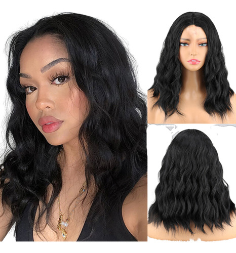 Peruca C/ Semi Lace Wig Organica Ondulada Aspecto Natural