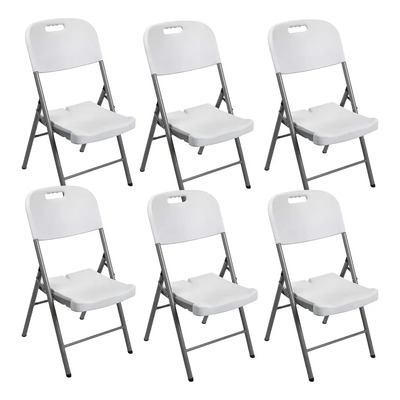 Set 6 Sillas Plegables Blancas Plástico y Acero DECOHOGAR 12129 | MercadoLibre