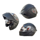 Casco Fibra Carbon Aleron Motos Deflector Abatible Dot