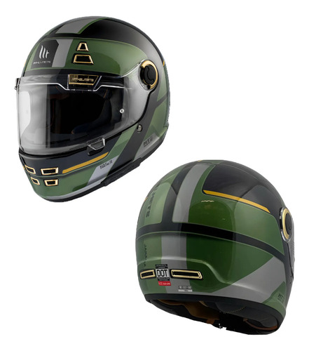 Casco Retro Mt Jarama 68th C1 Verde Negro Gloss Rider One