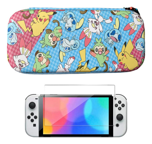 Estuche Nintendo Switch Oled Edicion Pikachu + Vidrio Oled