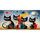 Cuadro Poster Decorativo 4 Gatos 100 Cm X 50 Cm Sala Comedor