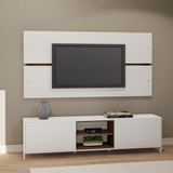 Rack Painel Tv Home Theater 65 Polegadas Sala Branco Marrom