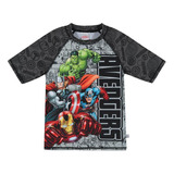 Polera Niño Uv50+ Disney Avengers Gris M/corta