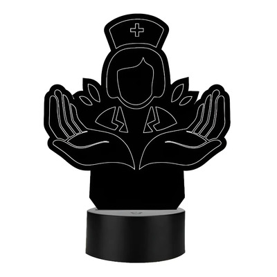 Lámpara Artea19 Led Enfermera Art12823 Acrílico Negra Touch 3d Rgb Negro